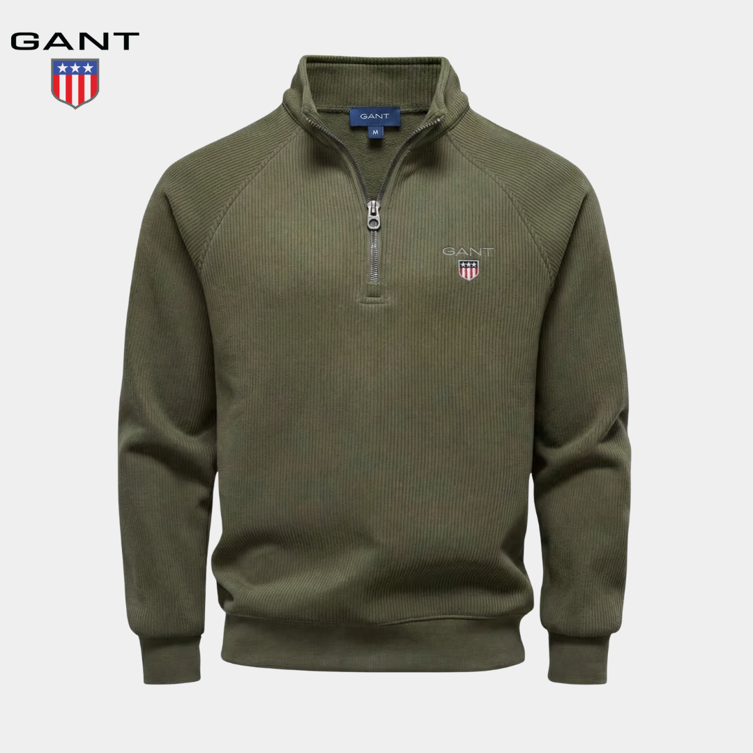 GANT™ Half-Zip Rippstrickpullover mit Fleece-Futter