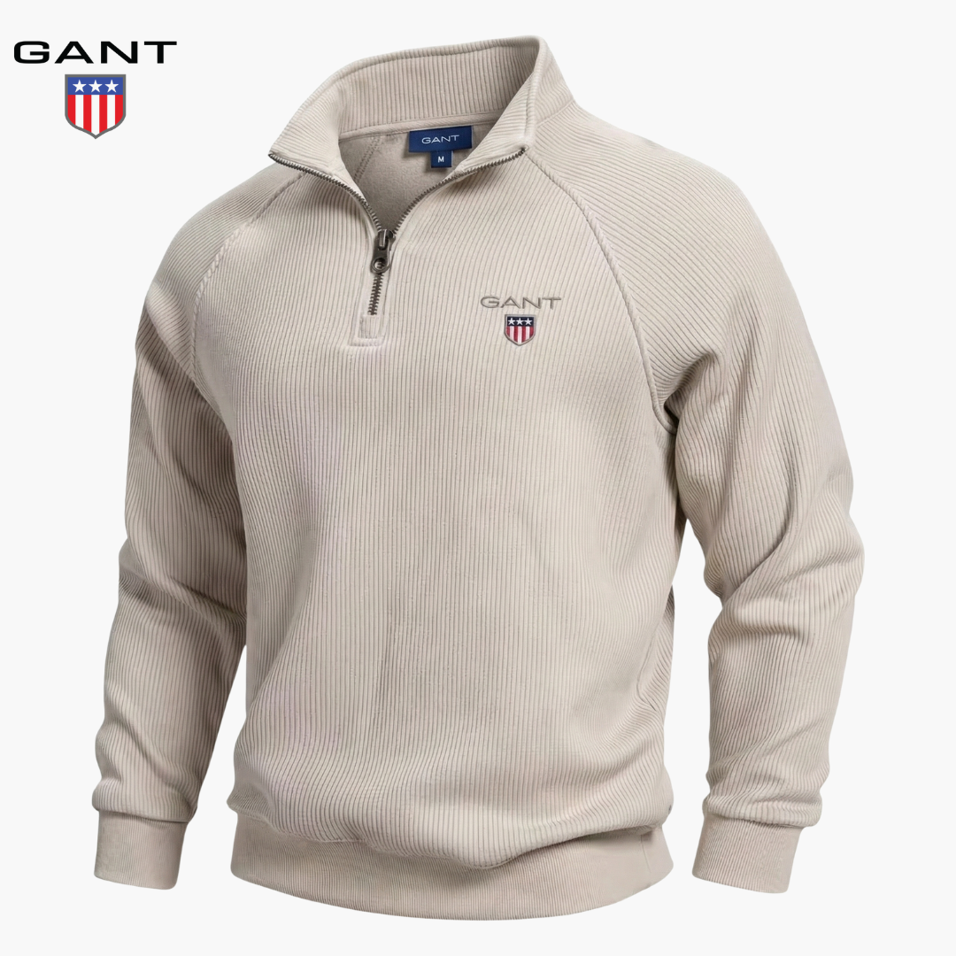 GANT™ Half-Zip Rippstrickpullover mit Fleece-Futter